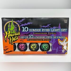 Vintage Halloween String Light Set Haunted Halls 10 Zombie Eyes StraightLine NOS